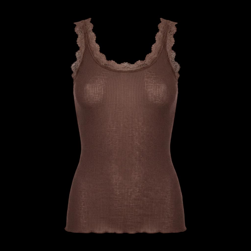 Pure Silk Tank Top with Leavers lace